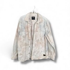 Zara Men's Tie-Dye Print Denim Overshirt Jacket